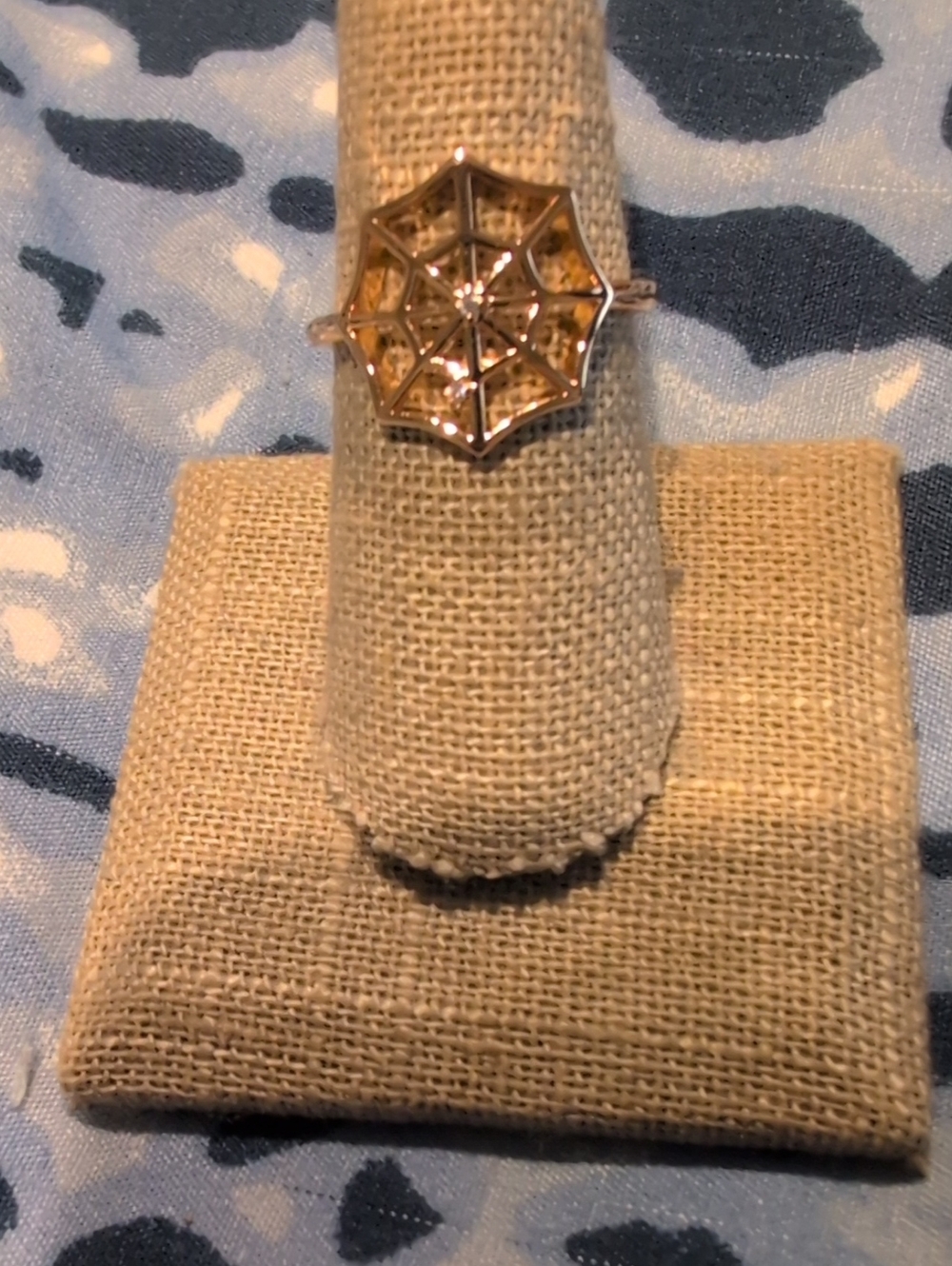 Delicate Yellow Gold Plated Women's Spiderweb Ring